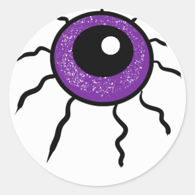 Halloween eye detail, cartoon style, purple  classic round sticker (Front)