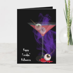 Halloween Eyeball Martini Drink with smoke Card