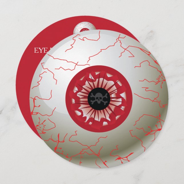 Halloween Eyeball Party Invitation (Red) (Front/Back)
