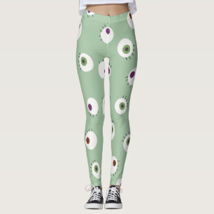 Halloween eyes, hand-drawn seamless pattern. leggings