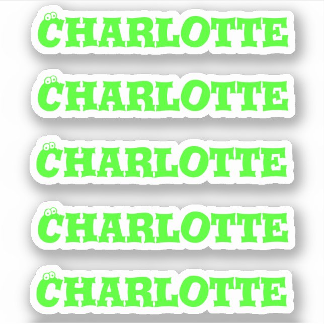 Halloween Eyes | Neon Green Name Sticker (Front)
