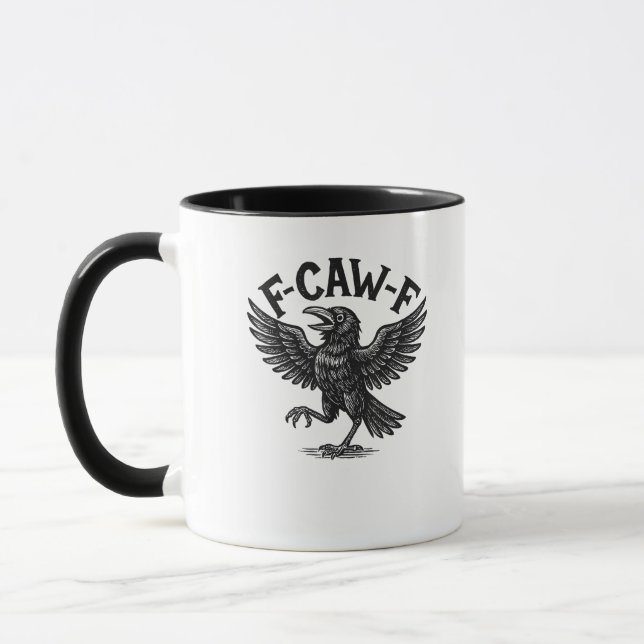 Halloween F-Caw-F Bird Crow Women Men Minimal Clea Mug (Left)