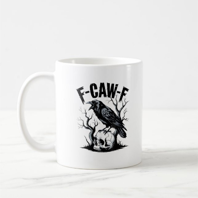 Halloween F-Caw-F Bird Crow Women Men Retro Classi Coffee Mug (Left)
