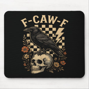 Halloween F Caw F Black Raven Bird Crow Chequered Mouse Pad
