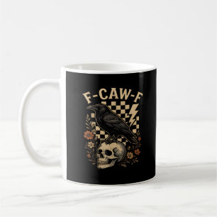 Halloween F Caw F Raven Bird Checkered Vintage Sty Coffee Mug