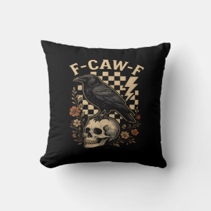 Halloween F Caw F Raven Bird Checkered Vintage Sty Cushion