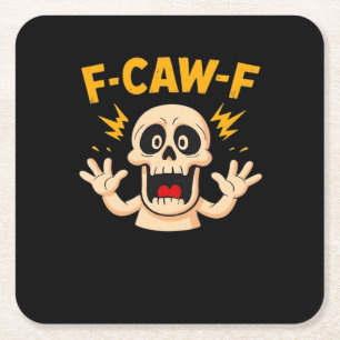 Halloween F-Caw-F Skull Square Paper Coaster