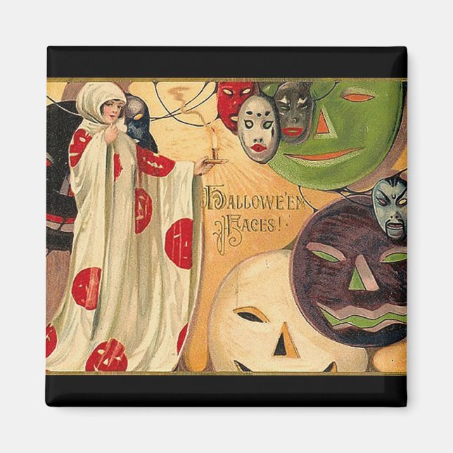 Halloween Faces - Art Deco Magnet (Front)