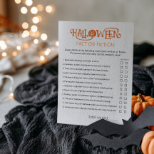 Halloween Fact or Fiction Card Matching Game
