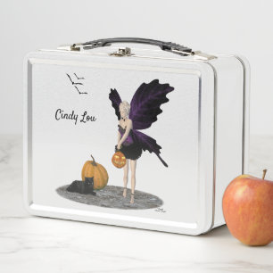 Halloween Fairy With Pumpkin Metal Lunchbox