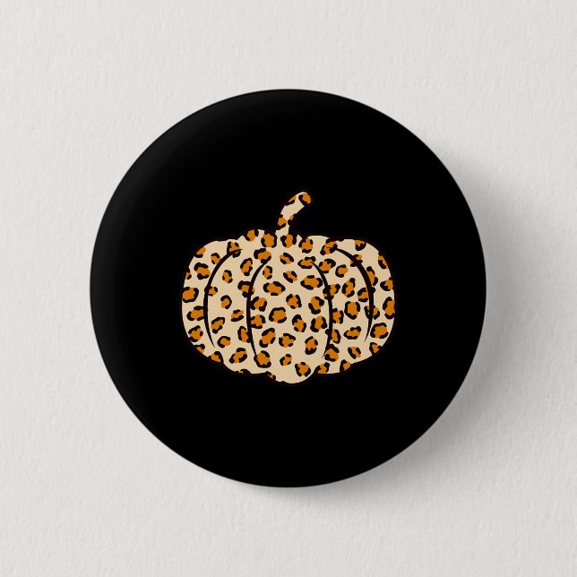 Halloween Fall animal Leopard Pumpkin  6 Cm Round Badge (Front)