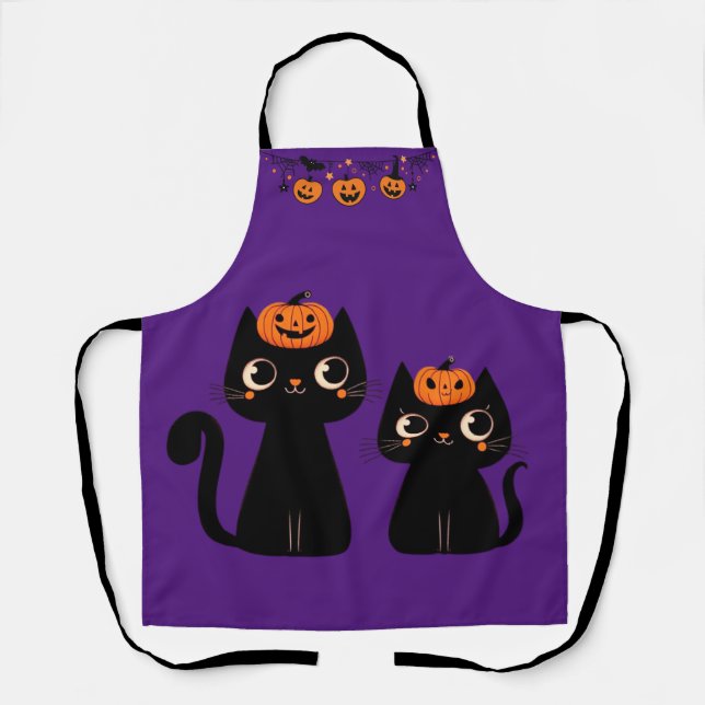 Halloween/Fall/Autumn/pumpkin/cat Apron (Front)