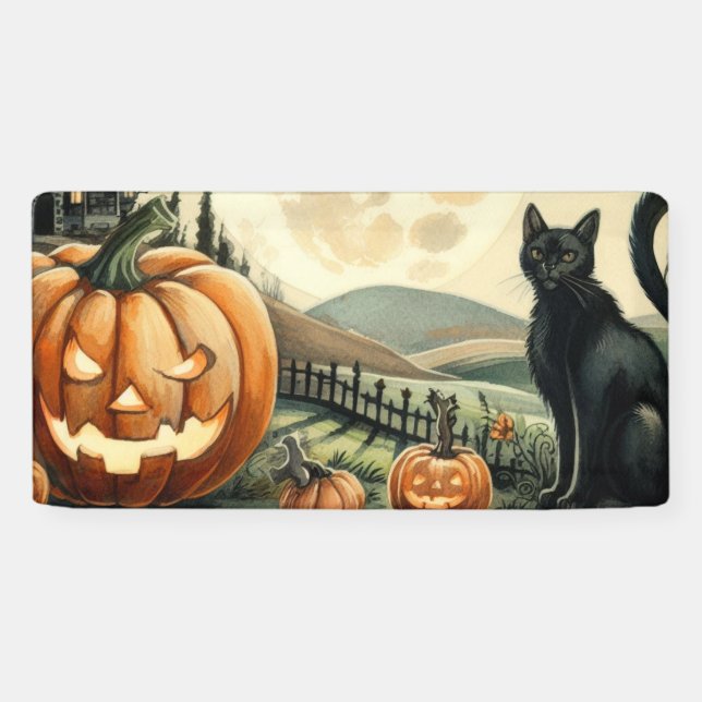 Halloween/Fall/Autumn/pumpkin/cat Banner (Horizontal)
