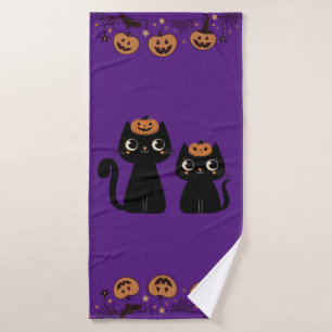 Halloween/Fall/Autumn/pumpkin/cat Bath Towel
