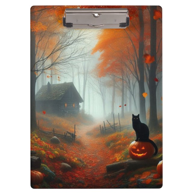 Halloween/Fall/Autumn/pumpkin/cat Clipboard (Front)