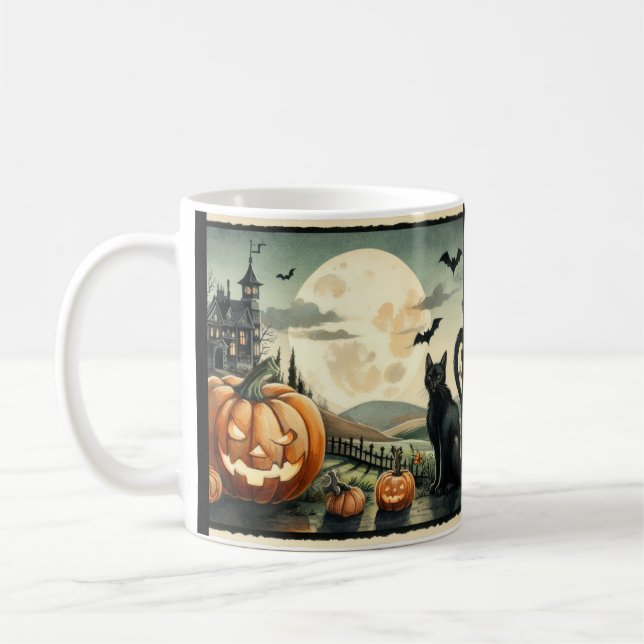 Halloween/Fall/Autumn/pumpkin/cat Coffee Mug (Left)