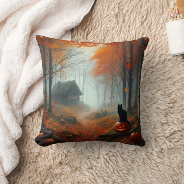 Halloween/Fall/Autumn/pumpkin/cat  Cushion (Blanket)