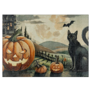 Halloween/Fall/Autumn/pumpkin/cat Cutting Board