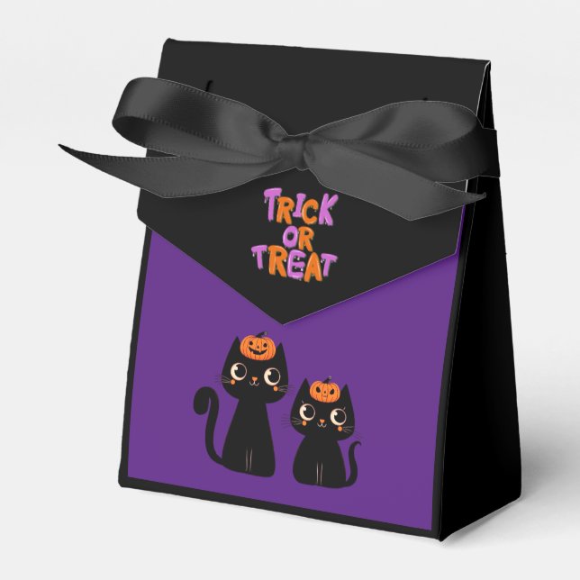 Halloween/Fall/Autumn/pumpkin/cat Favour Box (Front Side)