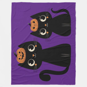 Halloween/Fall/Autumn/pumpkin/cat Fleece Blanket