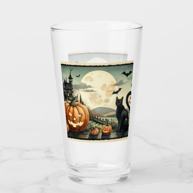 Halloween/Fall/Autumn/pumpkin/cat Glass (Front)