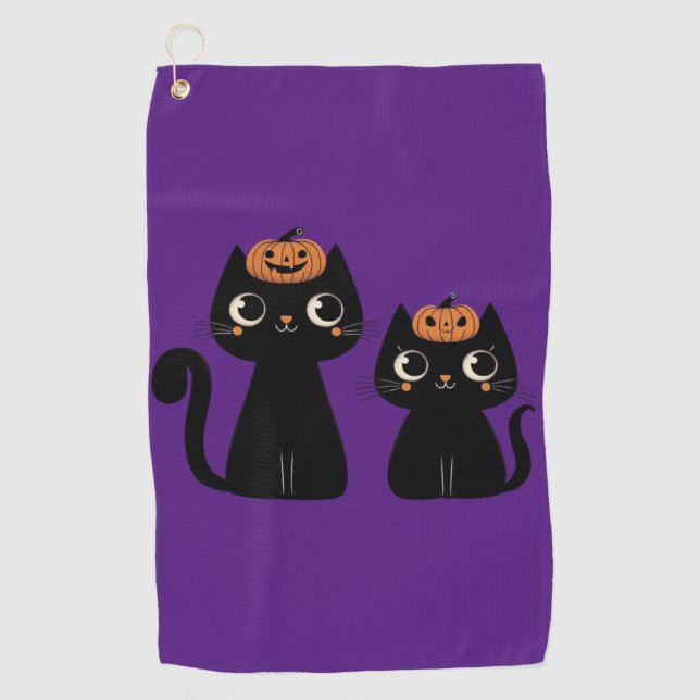 Halloween/Fall/Autumn/pumpkin/cat Golf Towel (Front)