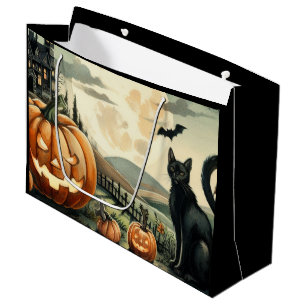 Halloween/Fall/Autumn/pumpkin/cat Large Gift Bag
