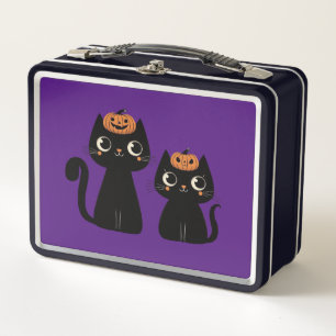 Halloween/Fall/Autumn/pumpkin/cat Metal Lunch Box