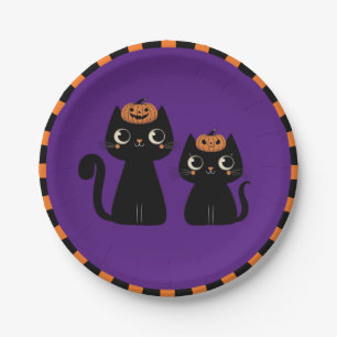 Halloween/Fall/Autumn/pumpkin/cat Paper Plate