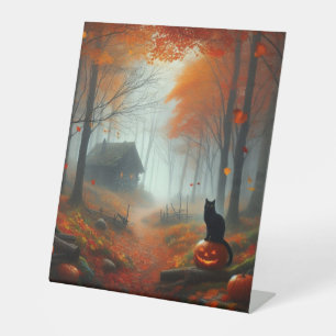 Halloween/Fall/Autumn/pumpkin/cat Pedestal Sign