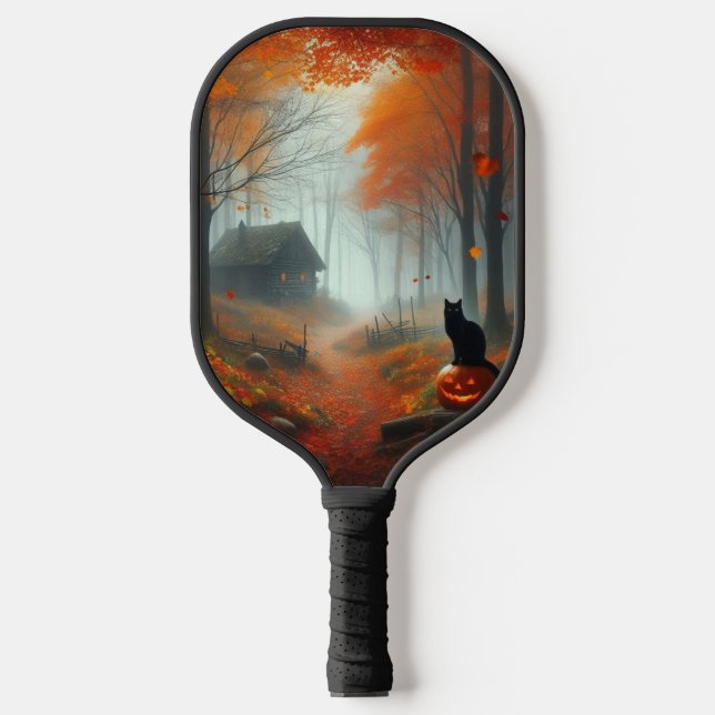 Halloween/Fall/Autumn/pumpkin/cat  Pickleball Paddle (Front)