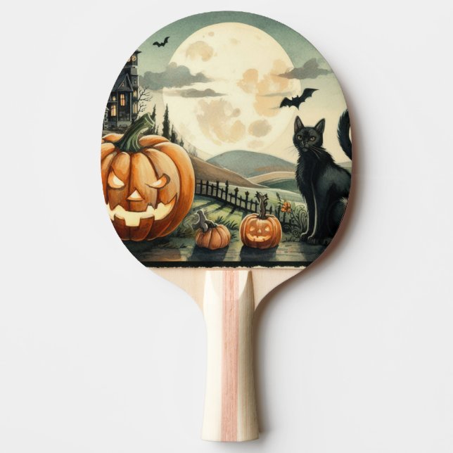 Halloween/Fall/Autumn/pumpkin/cat Ping Pong Paddle (Front)