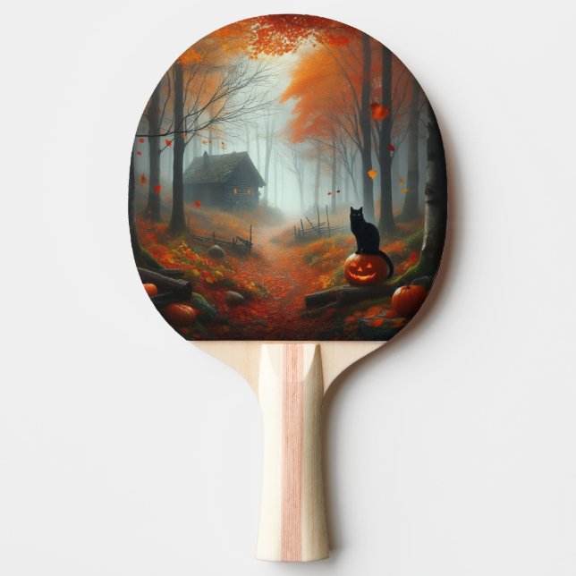 Halloween/Fall/Autumn/pumpkin/cat  Ping Pong Paddle (Front)