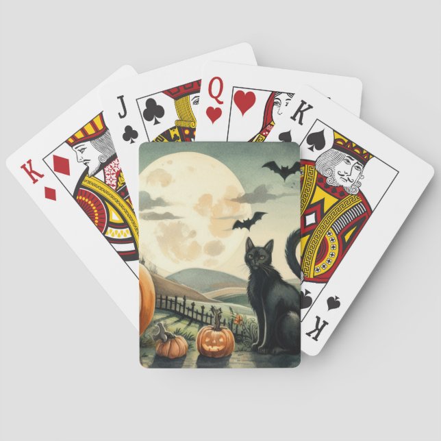 Halloween/Fall/Autumn/pumpkin/cat Playing Cards (Back)