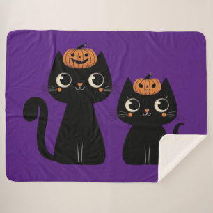 Halloween/Fall/Autumn/pumpkin/cat Sherpa Blanket