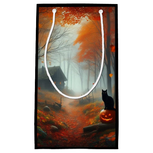 Halloween/Fall/Autumn/pumpkin/cat  Small Gift Bag (Front)