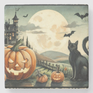 Halloween/Fall/Autumn/pumpkin/cat Stone Coaster