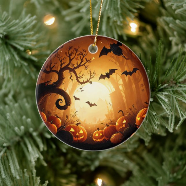 Halloween/fall/Autumn/Pumpkin Ceramic Ornament (Tree)