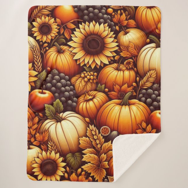 Halloween/Fall/Autumn/pumpkin Sherpa Blanket (Front)