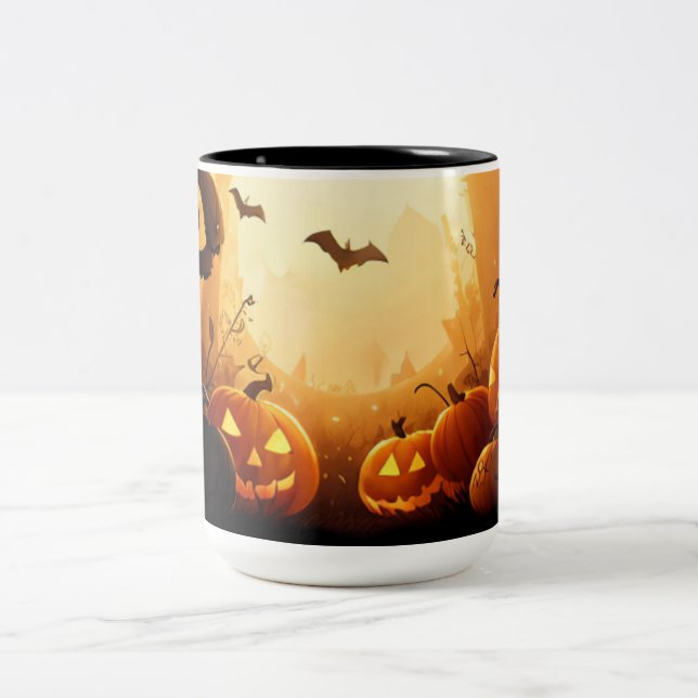 Halloween/fall/Autumn/Pumpkin Two-Tone Coffee Mug (Center)