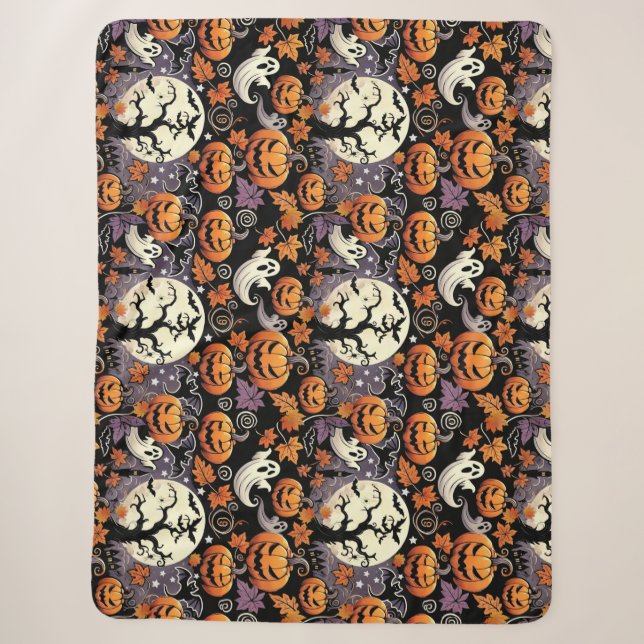 Halloween/Fall/Autumn Sherpa Blanket (Front)