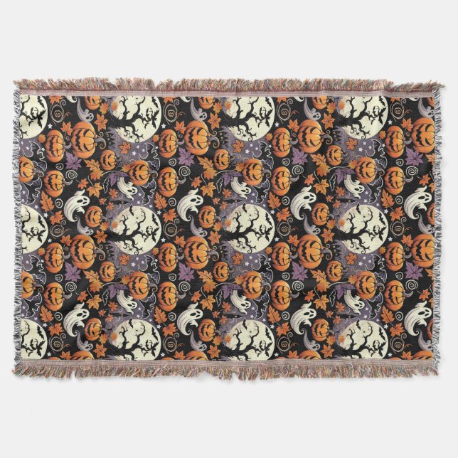 Halloween/Fall/Autumn Throw Blanket (Front)