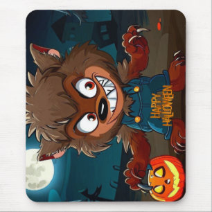 Halloween/fall/autumn/wereolf/cartoon Mouse Pad