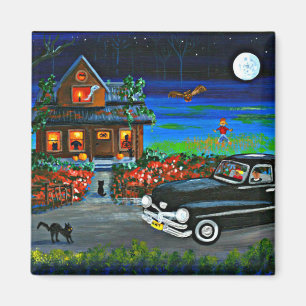 Halloween Fall Black Cat Creationarts Magnet