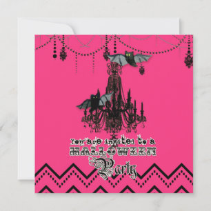 Halloween Fall Chandelier Bat Chevron Zig Zag Invitation