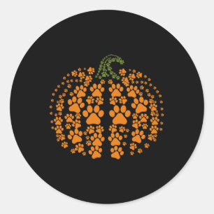Halloween Fall Cute Paws Pumpkin Pet Lovers Classic Round Sticker