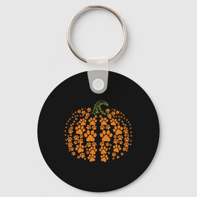Halloween Fall Cute Paws Pumpkin Pet Lovers  Key Ring (Front)