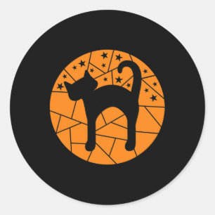 Halloween Fall Cute Starry Black Cat Women Gift Classic Round Sticker