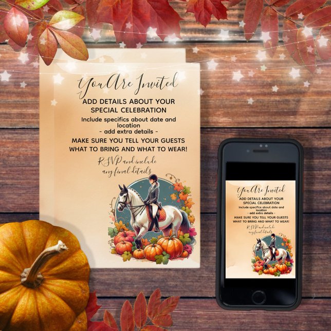 Halloween Fall Equestrian Invitation (Enjoy this totally customizable equestrian design!)