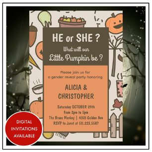 halloween fall GENDER REVEAL Invitation
